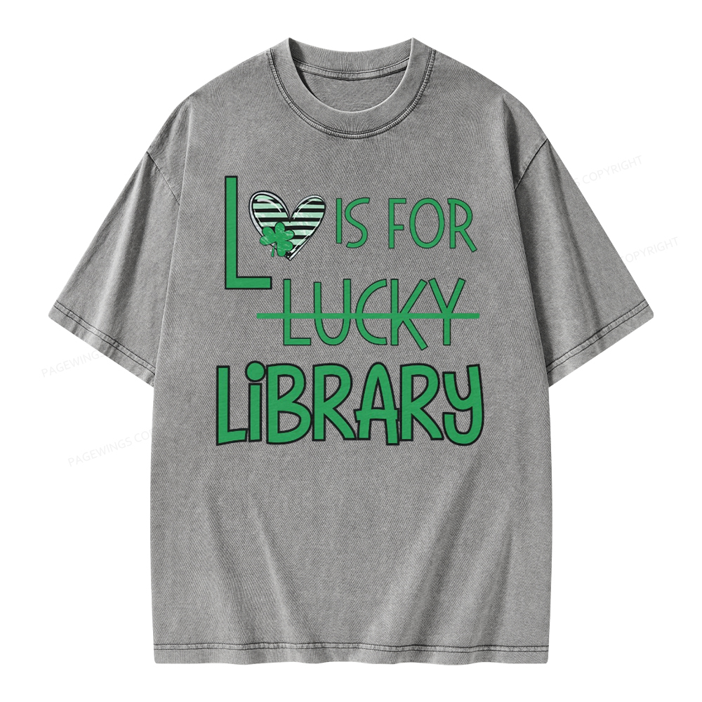 Pagewing St Patricks Day Librarian Tshirt Shirt Unisex Washed T-shirt