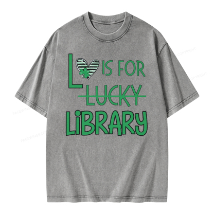 Pagewing St Patricks Day Librarian Tshirt Shirt Unisex Washed T-shirt