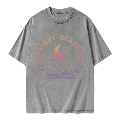 Pagewings Late Night Reader Club Unisex Washed T-shirt