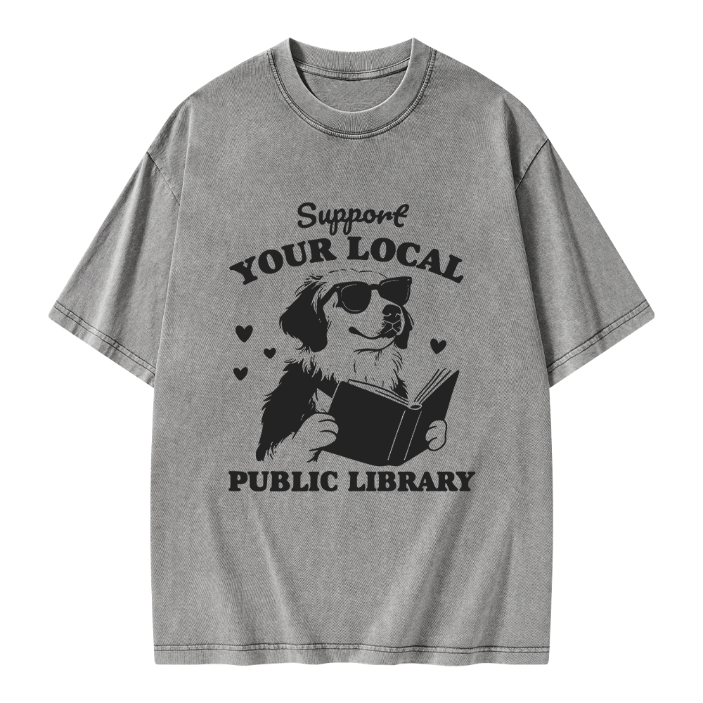 Pagewings Support Your Local Public Library Unisex Washed T-shirt