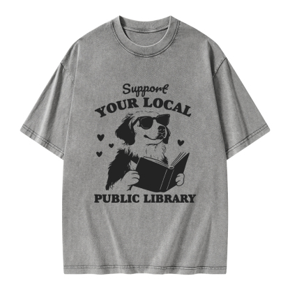 Pagewings Support Your Local Public Library Unisex Washed T-shirt