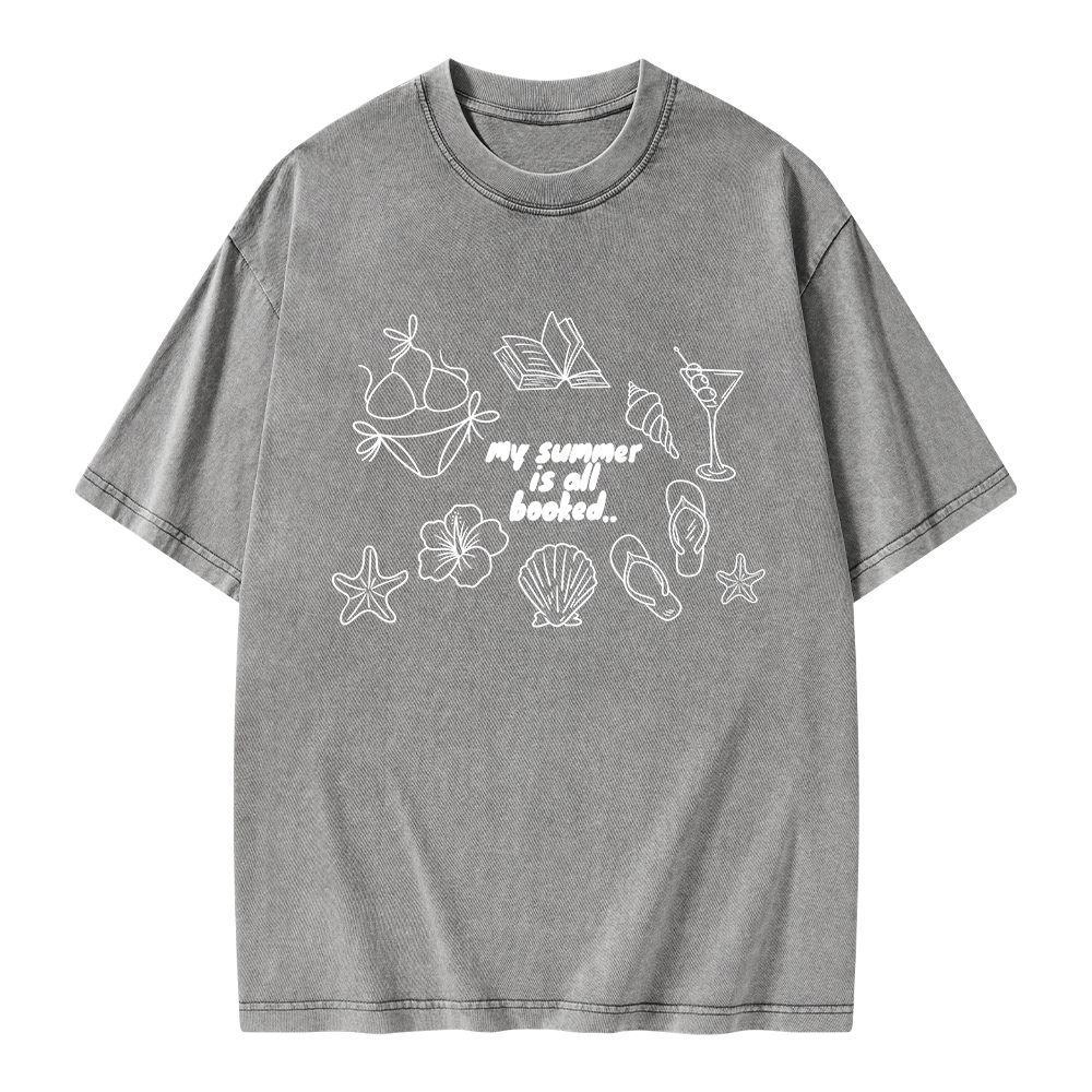 Pagewings My Summer Is All Booked Unisex Washed T-shirt