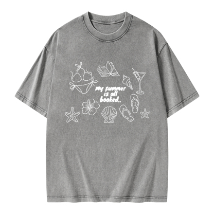 Pagewings My Summer Is All Booked Unisex Washed T-shirt