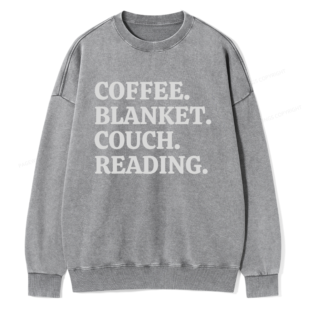 Pagewings Coffee Blanket Couch Reading Unisex Washed Sweatshirt