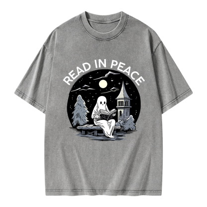 Pagewings Halloween Read In Peace Unisex Washed T-shirt