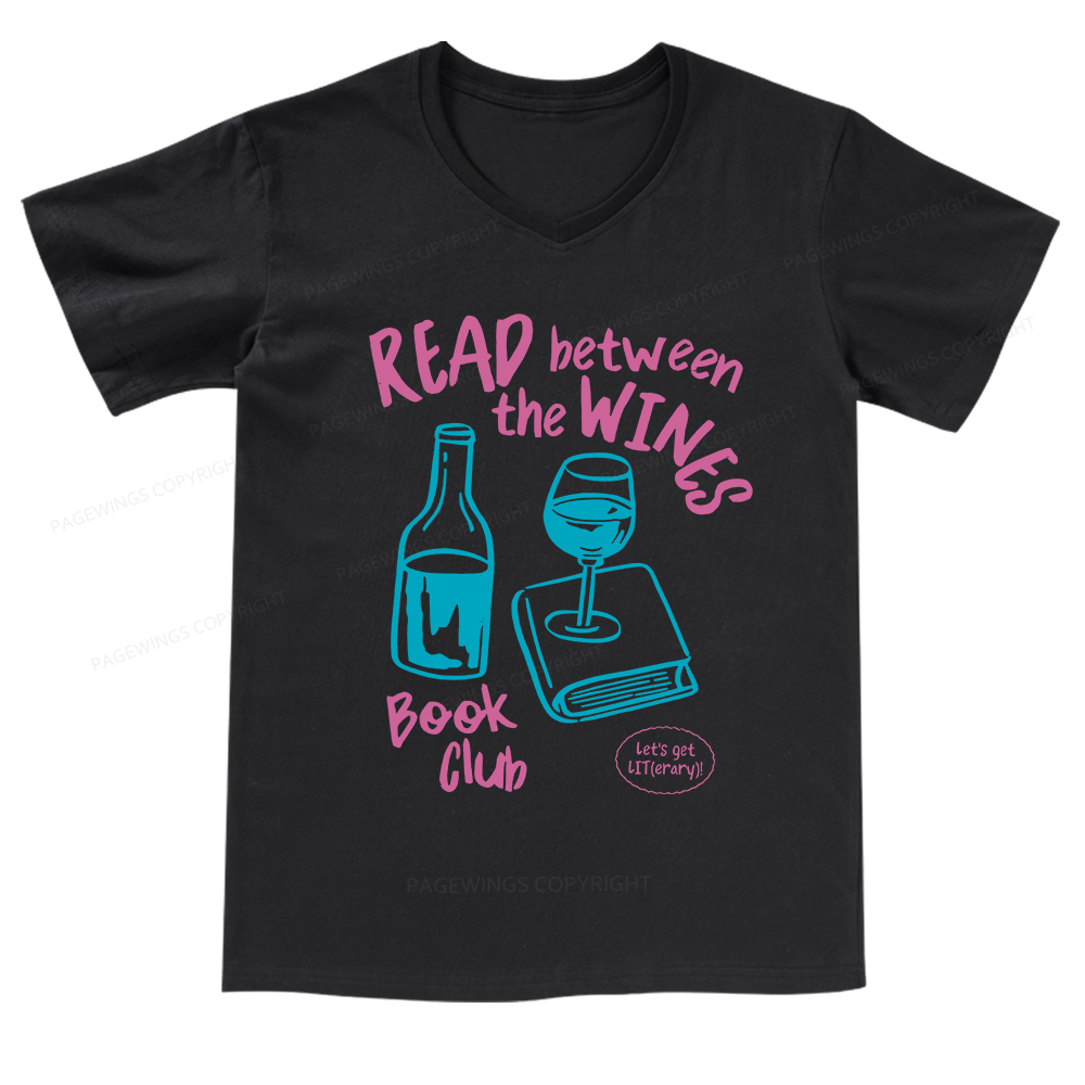 Pagewings Wine Lover Book Club V-neck T-shirt