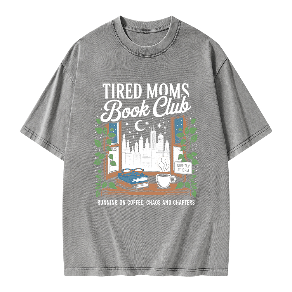 Pagewings Tired Moms Book Club Unisex Washed T-shirt
