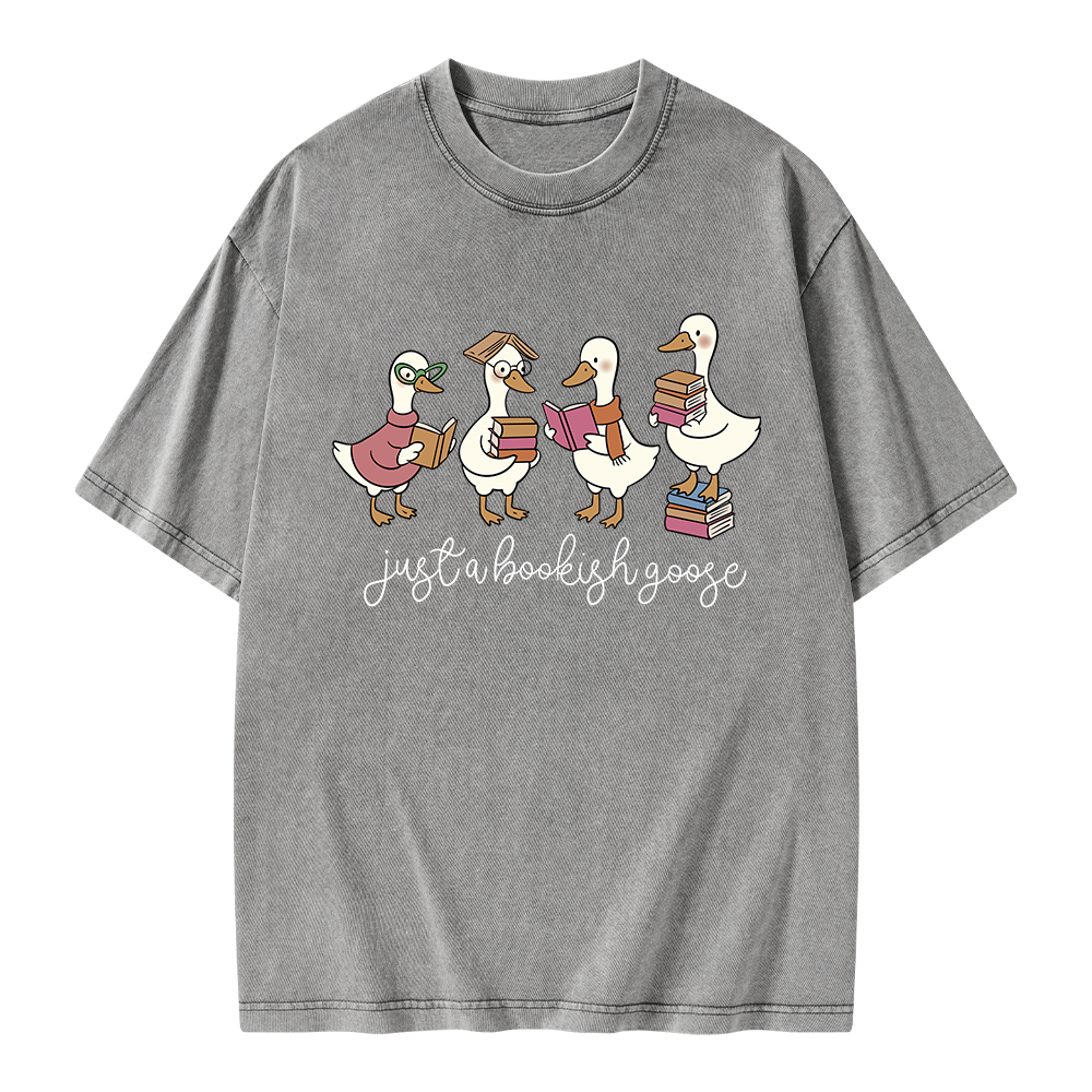 Pagewings Just A Bookish Goose Unisex Washed T-shirt