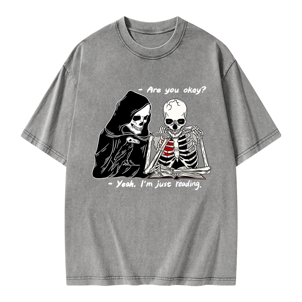 Pagewings Yeah I'm Just Reading Unisex Washed T-shirt