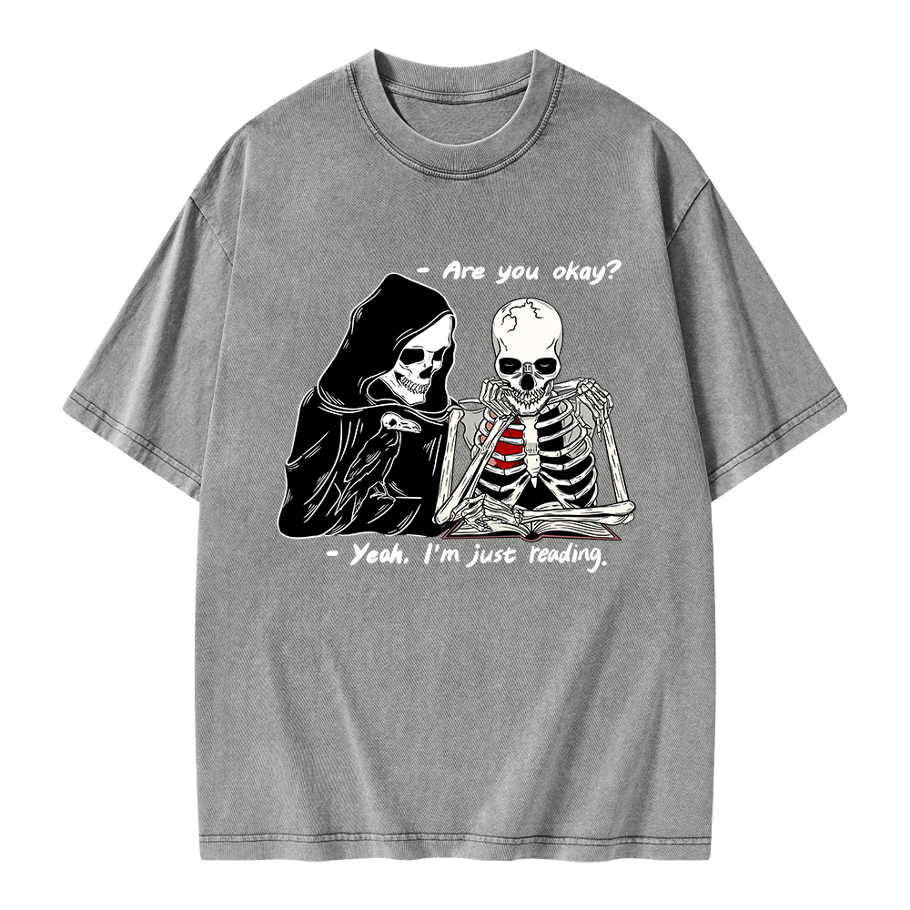 Pagewings Yeah I'm Just Reading Unisex Washed T-shirt