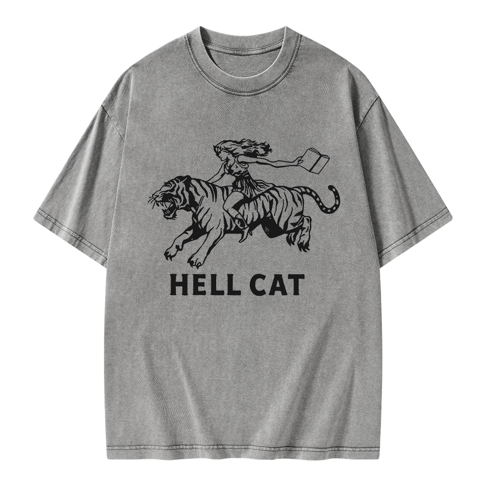 Pagewings Cowgirl Hell Cat  Unisex Washed T-shirt