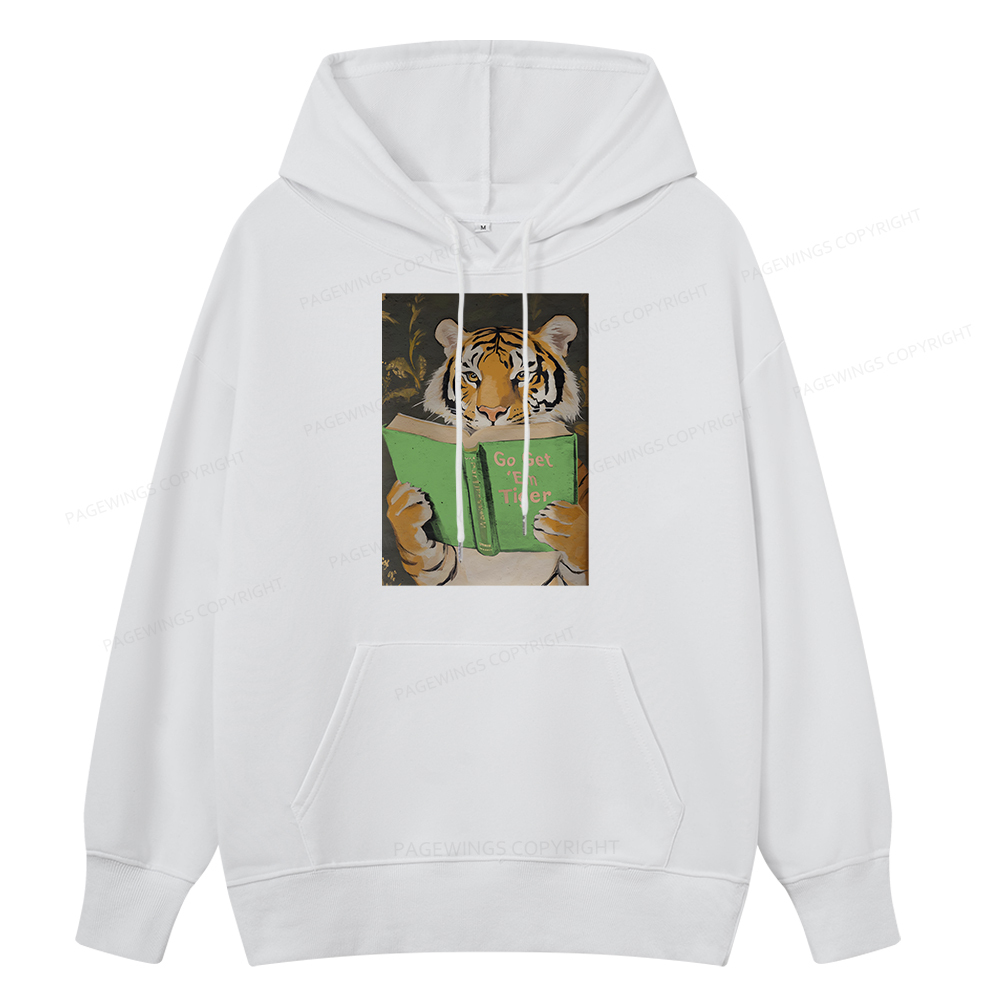 Pagewings Motivational Tiger Reading Unisex Classic Hoodie