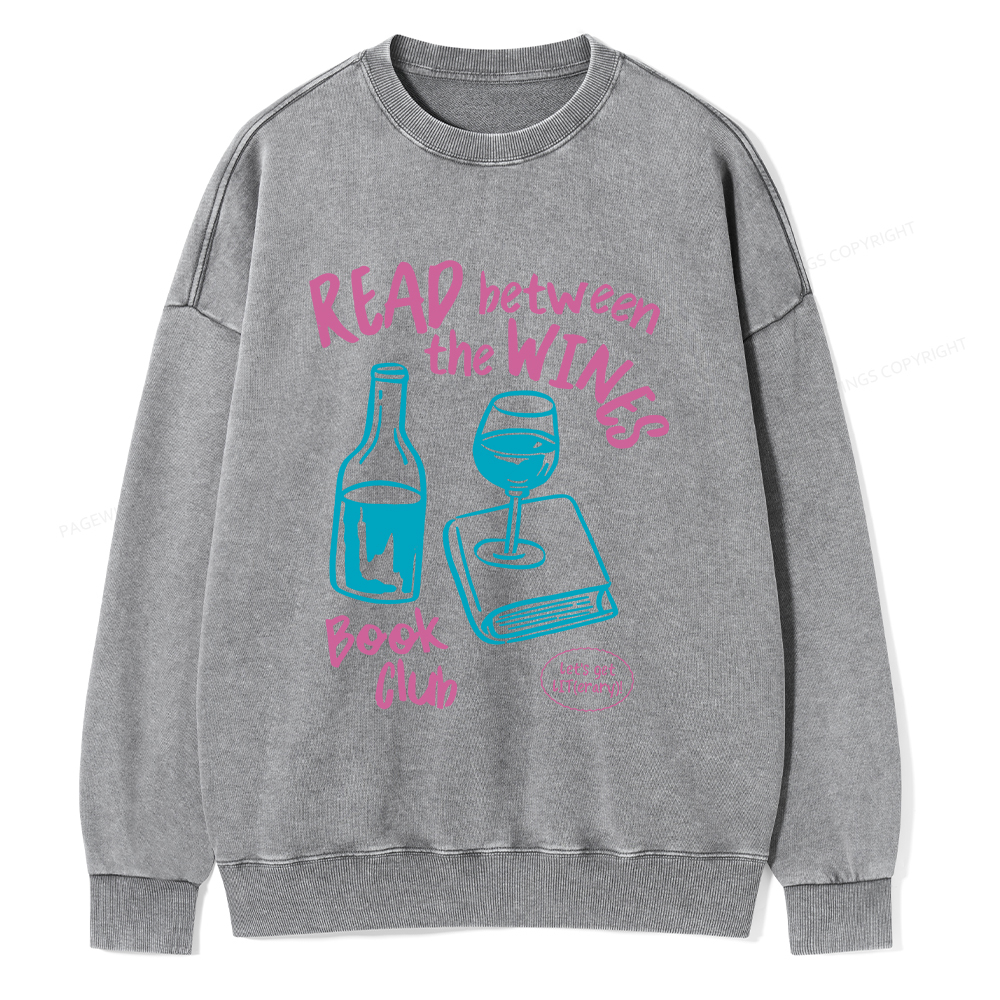 Pagewings Wine Lover Book Club Unisex Washed Sweatshirt