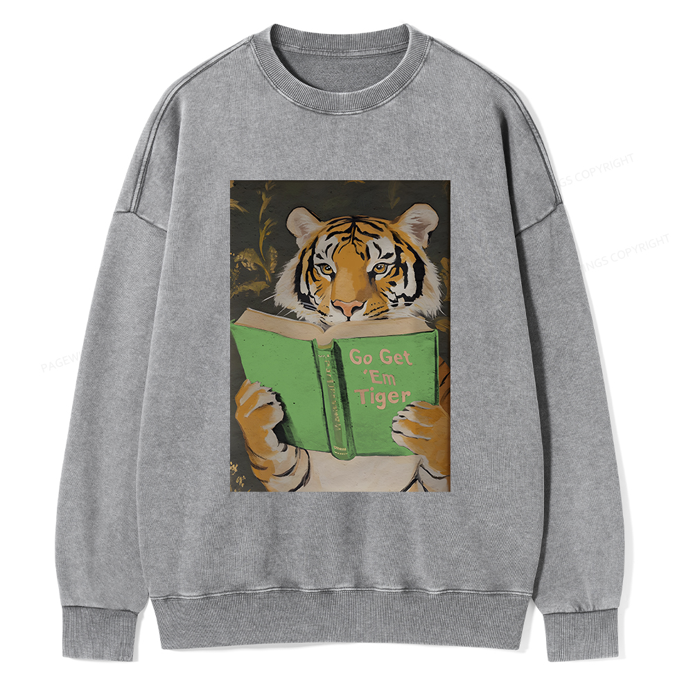 Pagewings Motivational Tiger Unisex Washed Sweatshirt