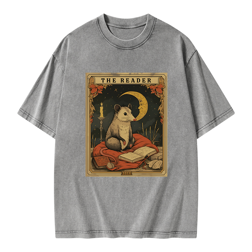 Pagewings The Reader Tarot Card Unisex Washed T-shirt