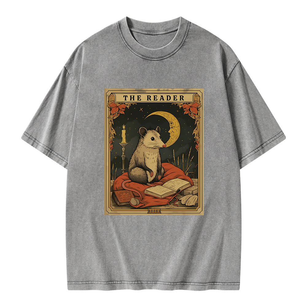 Pagewings The Reader Tarot Card Unisex Washed T-shirt