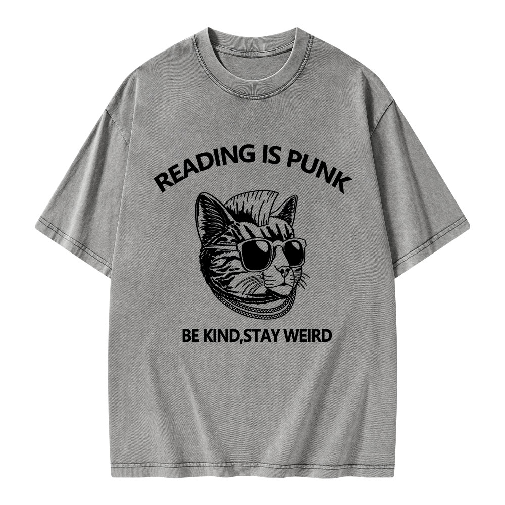 Pagewings Reading Is Punk Be Kind Stay Weird Unisex Washed T-shirt