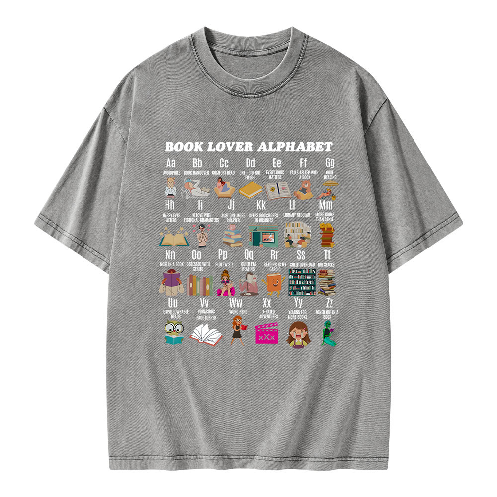 Pagewings Book Lover Alphabet Unisex Washed T-shirt