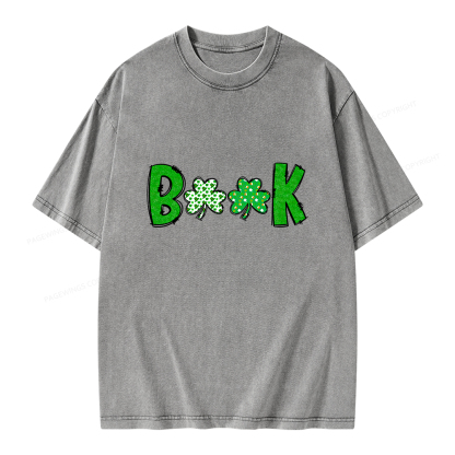 Shamrock Book St Patricks Day Unisex Washed T-shirt