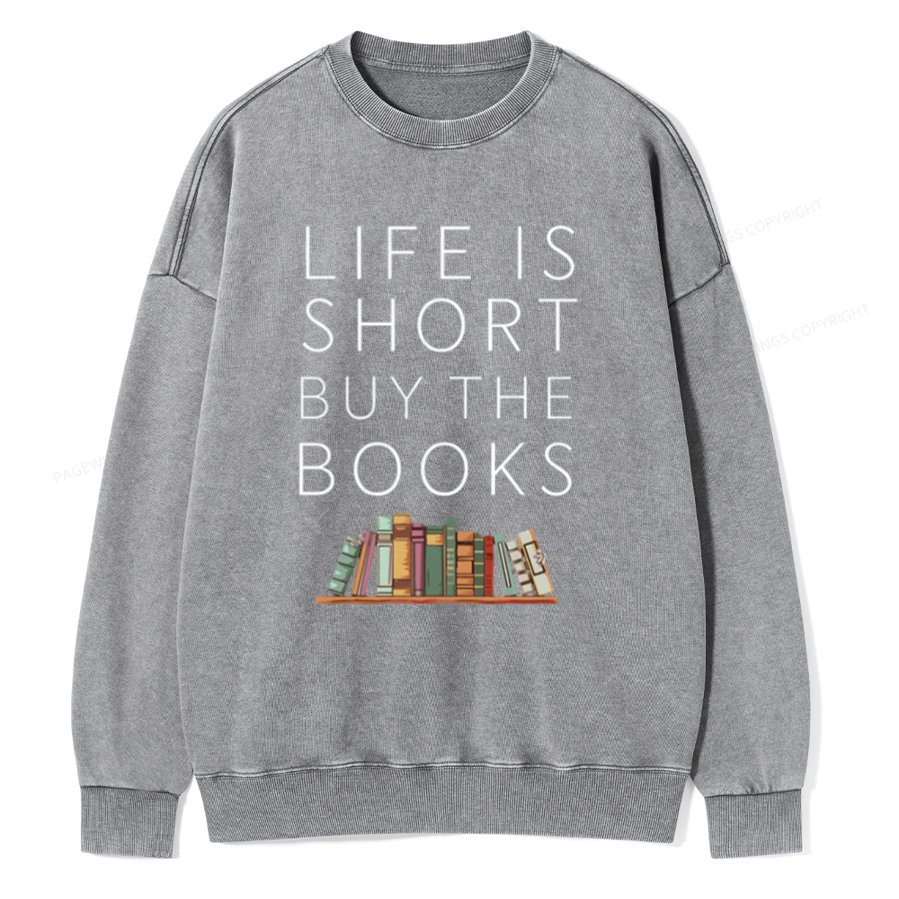 Pagewing Buy The Books Unisex Tee Unisex Washed Sweatshirt