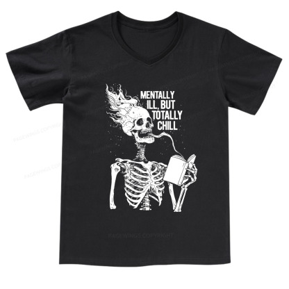 Pagewings Mentally Ill But Totally Chill V-neck T-shirt