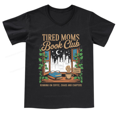 Pagewings Tired Moms Book Club V-neck T-shirt