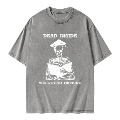 Pagewings Dead Inside Well-Read Outside Unisex Washed T-shirt