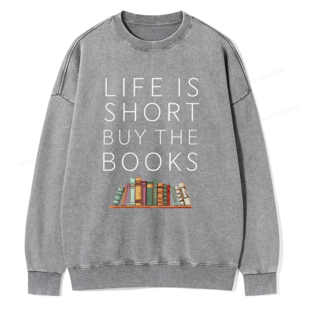 Pagewing Buy The Books Unisex Tee Unisex Washed Sweatshirt