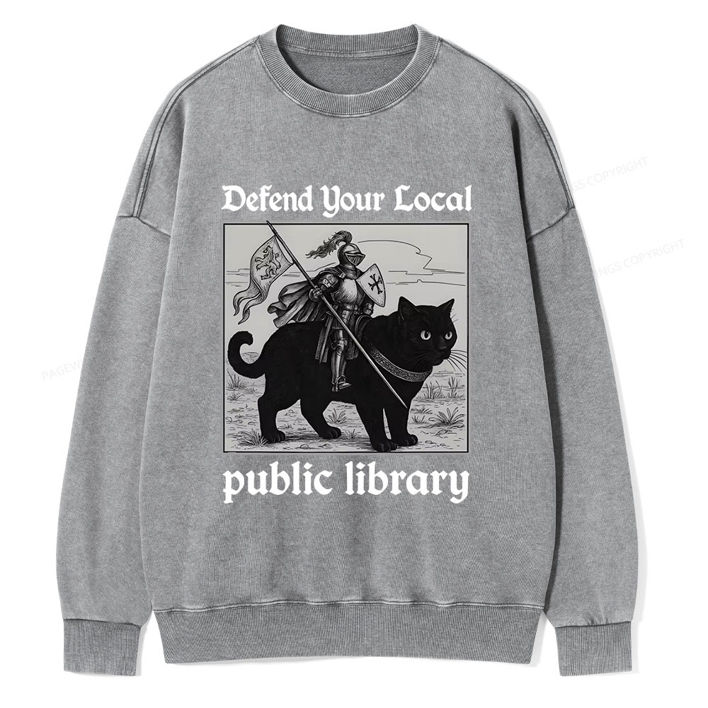 Pagewings Defend Your Local public library Unisex Washed Sweatshirt