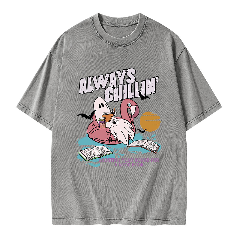 Pagewings Book Lover Summerween Always Chillin' Unisex Washed T-shirt
