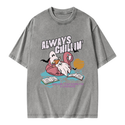 Pagewings Book Lover Summerween Always Chillin' Unisex Washed T-shirt