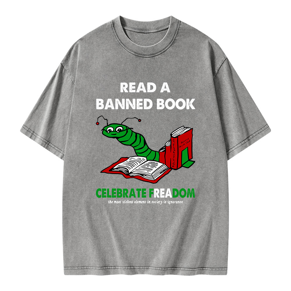 Pagewings Read A Banned Book Unisex Washed T-shirt