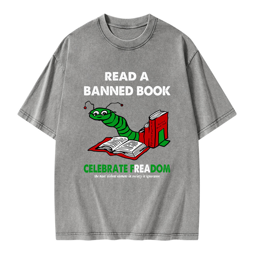 Pagewings Read A Banned Book Unisex Washed T-shirt
