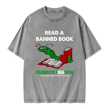 Pagewings Read A Banned Book Unisex Washed T-shirt