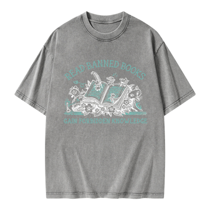 Pagewings Read Banned Books Gain Forbidden Knowledge Unisex Washed T-shirt