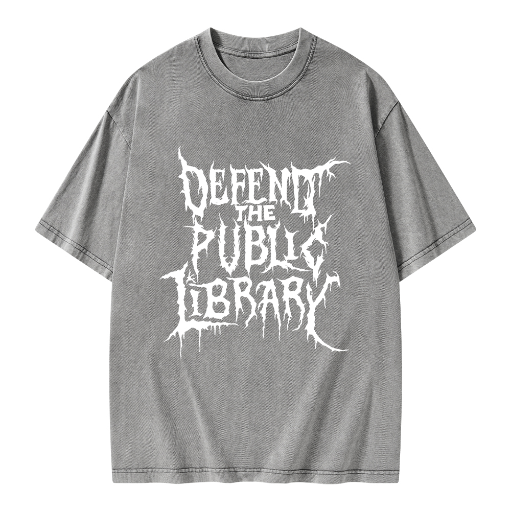 Pagewings Defend The Public Library Unisex Washed T-shirt