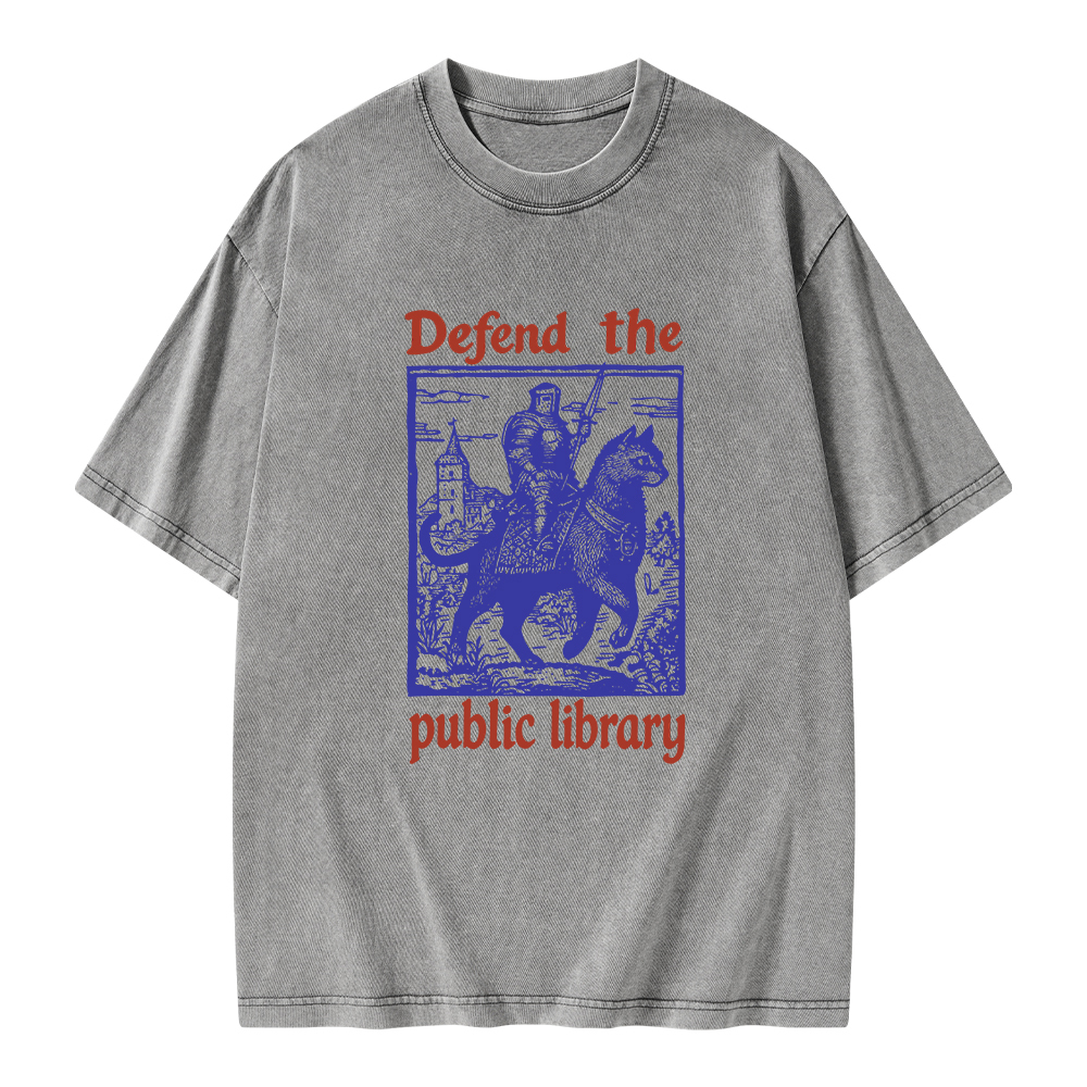Pagewings Defend the Public Library Unisex Washed T-shirt