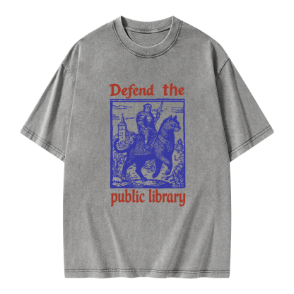 Pagewings Defend the Public Library Unisex Washed T-shirt