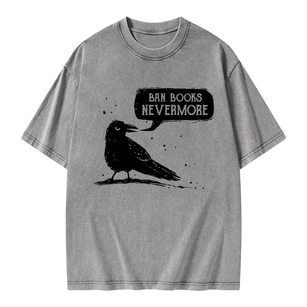 Pagewings Ban Books Nevermore Unisex Washed T-shirt