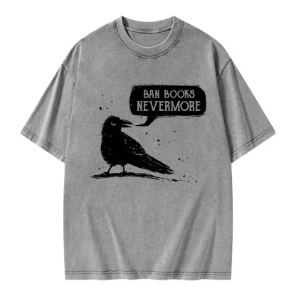 Pagewings Ban Books Nevermore Unisex Washed T-shirt