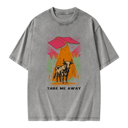 Pagewings Take Me Away Cow Unisex Washed T-shirt