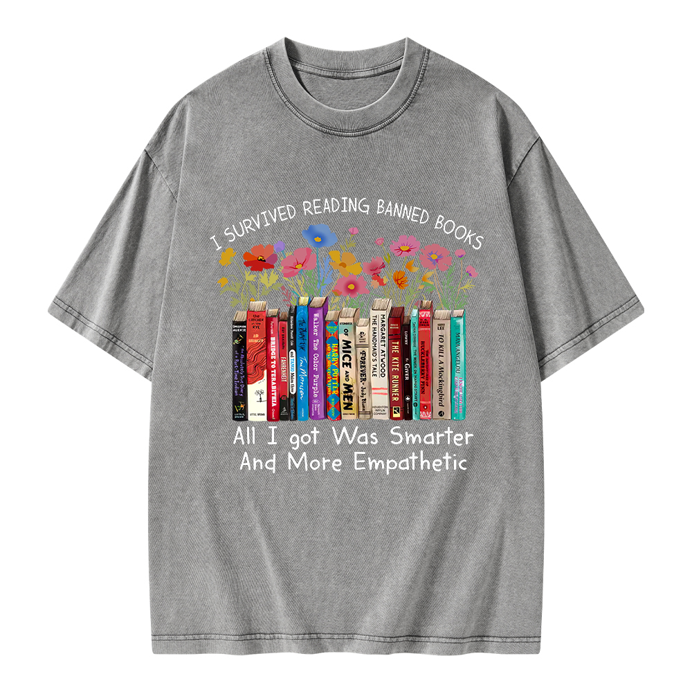 Pagewings Survived Banned Books Got Smarter Unisex Washed T-shirt
