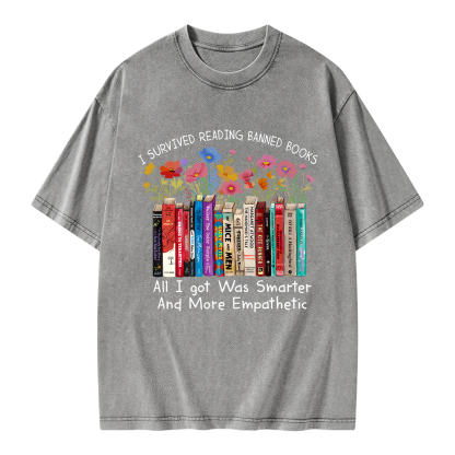 Pagewings Survived Banned Books Got Smarter Unisex Washed T-shirt