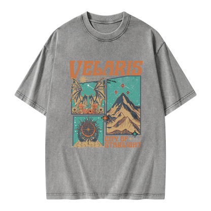 Pagewings Velaris City Of Starlight Unisex Washed T-shirt