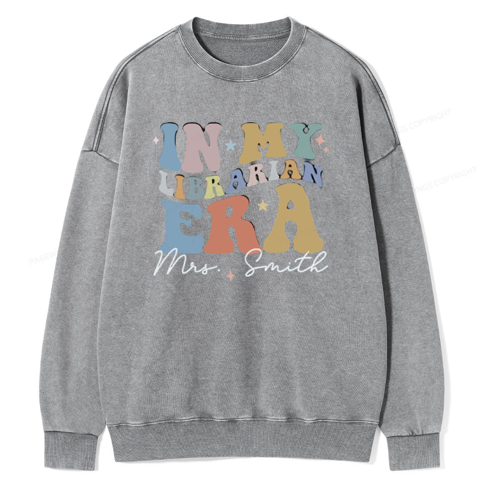Pagewings Personalized In My Librarian Era Shirt Unisex Washed Sweatshirt