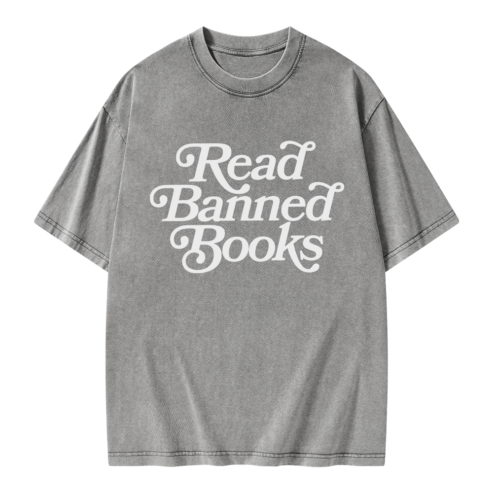 Pagewings Read Band Books Freedom Read Unisex Washed T-shirt