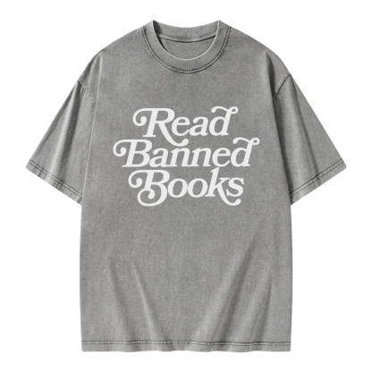 Pagewings Read Band Books Freedom Read Unisex Washed T-shirt