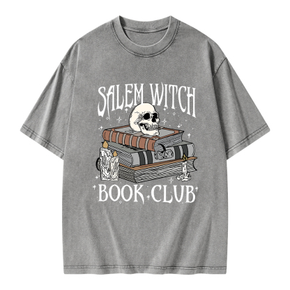 Pagewings Salem Witch Book Club Unisex Washed T-shirt