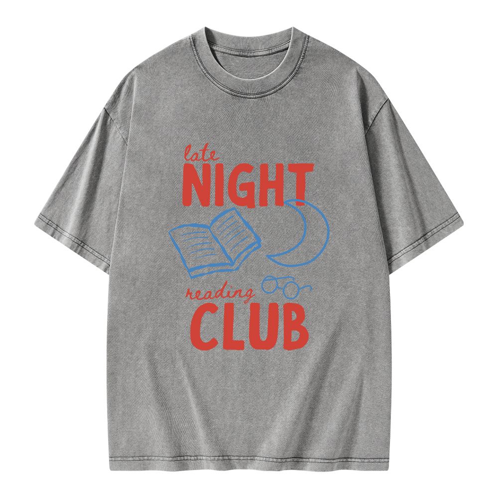 Pagewings Late Night Reading Club Unisex Washed T-shirt