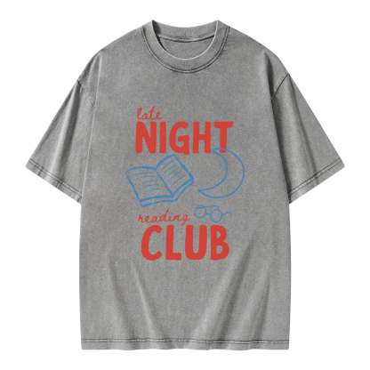 Pagewings Late Night Reading Club Unisex Washed T-shirt